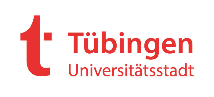 Auf weißem Hintergrund steht in rot Universitätsstadt Tübingen.